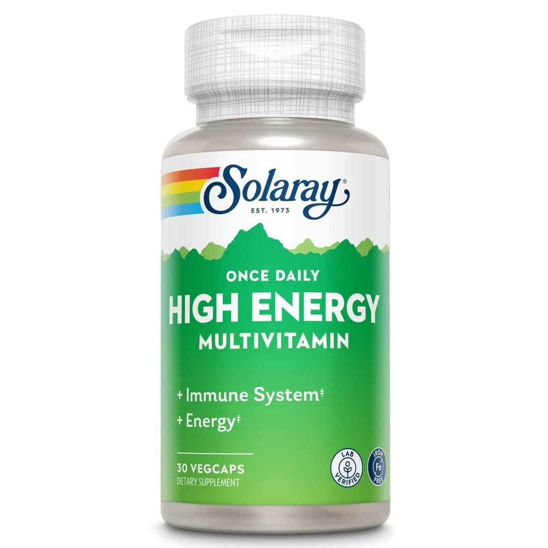 Solaray Once Daily High Energy Multivitamin - Iron Free - 30 VegCaps (30 Servings) - The Oasis of Health
