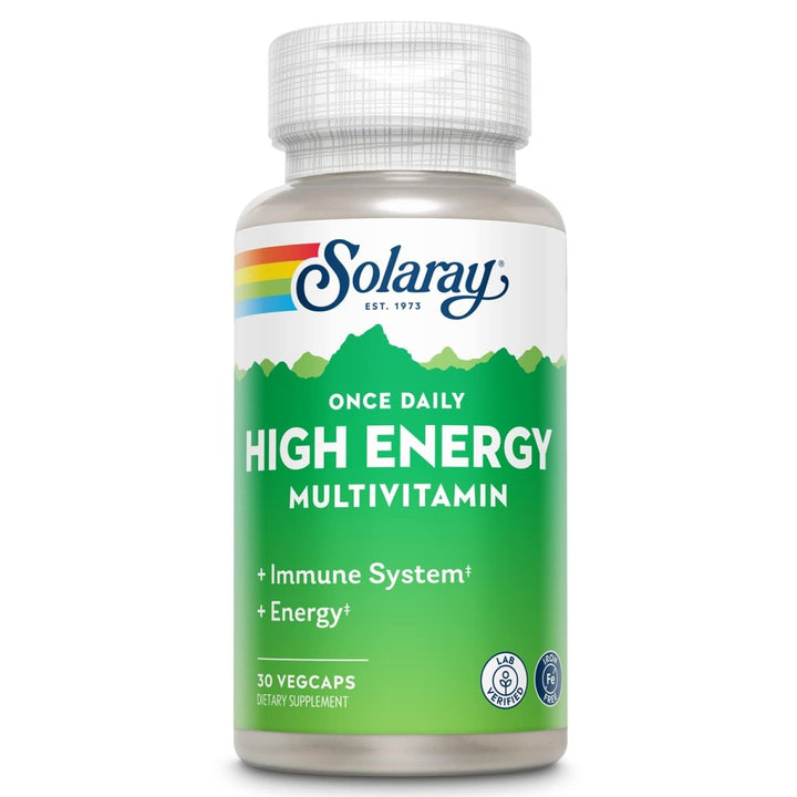 Solaray Once Daily High Energy Multivitamin - Iron Free - 30 VegCaps (30 Servings) - The Oasis of Health