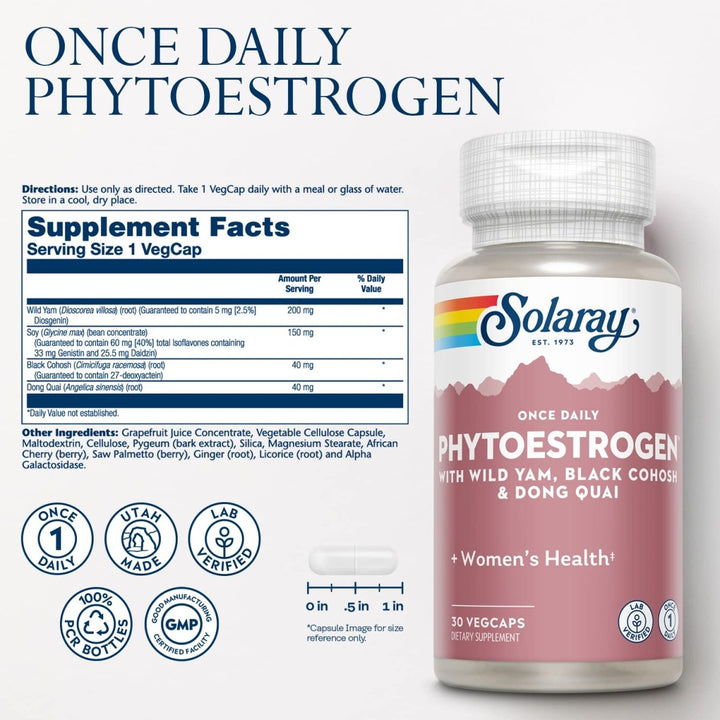 SOLARAY One Daily Phytoestrogen Supplement - 30 Count - The Oasis of Health