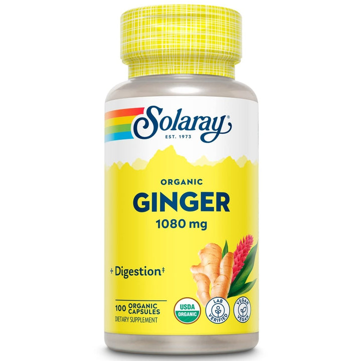 SOLARAY Organically Grown Ginger Root 540mg Healthy Cardiovascular, Digestive, Joint & Menstrual Cycle Support Vegan & Non - GMO 100 VegCaps - The Oasis of Health