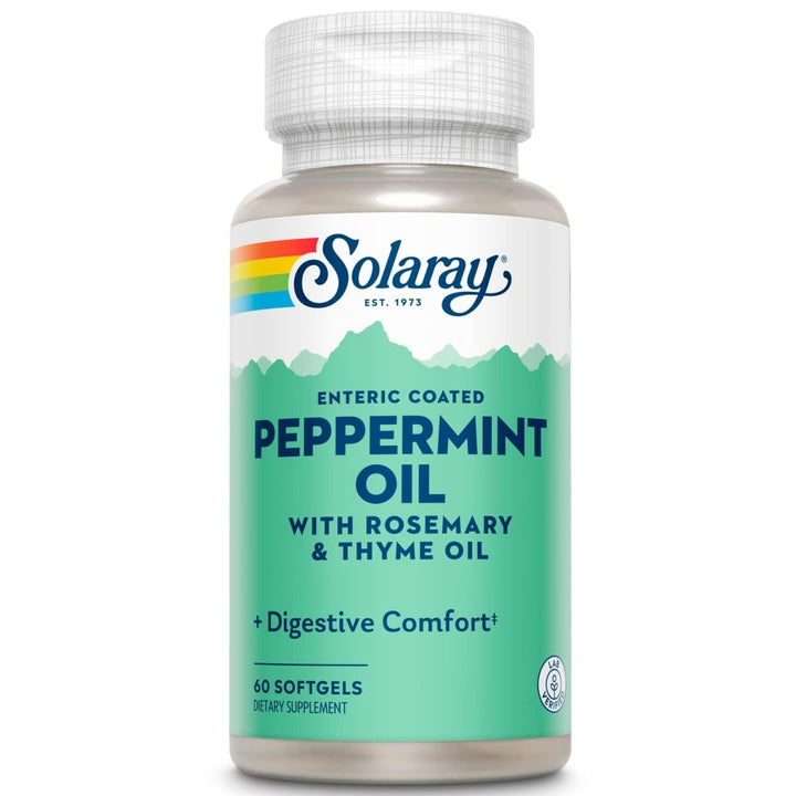 Solaray Peppermint Oil Enteric Coated w/Rosemary & Thyme Oil | Healthy, Soothing Digestion Support | 60 Softgels - The Oasis of Health