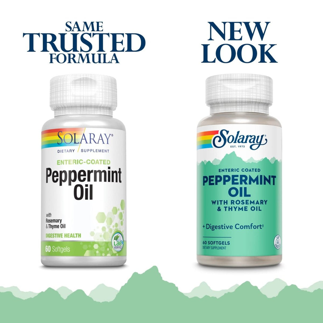 Solaray Peppermint Oil Enteric Coated w/Rosemary & Thyme Oil | Healthy, Soothing Digestion Support | 60 Softgels - The Oasis of Health