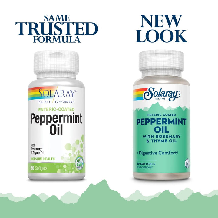Solaray Peppermint Oil Enteric Coated w/Rosemary & Thyme Oil | Healthy, Soothing Digestion Support | 60 Softgels - The Oasis of Health