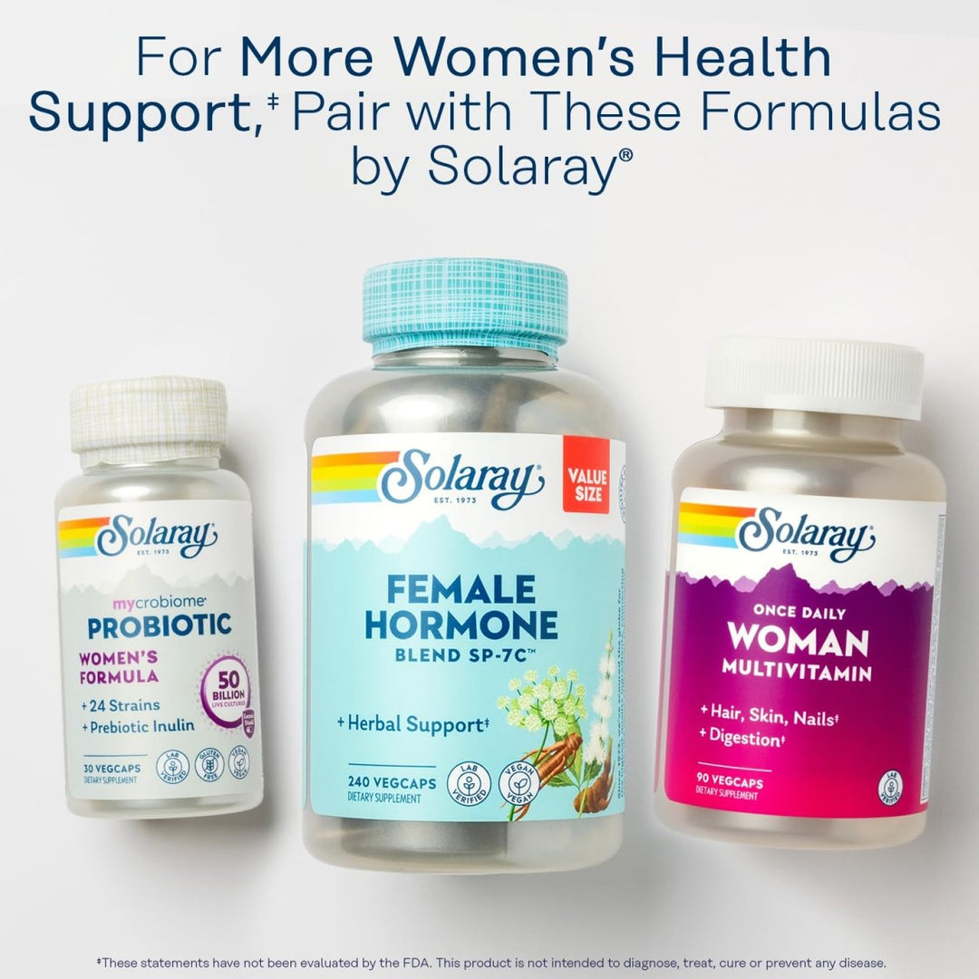 Solaray PhytoEstrogen Menopause Support | Wild Yam, Black Cohosh & Dong Quai for Womens Health (30 Serv, 120 VegCaps) - The Oasis of Health