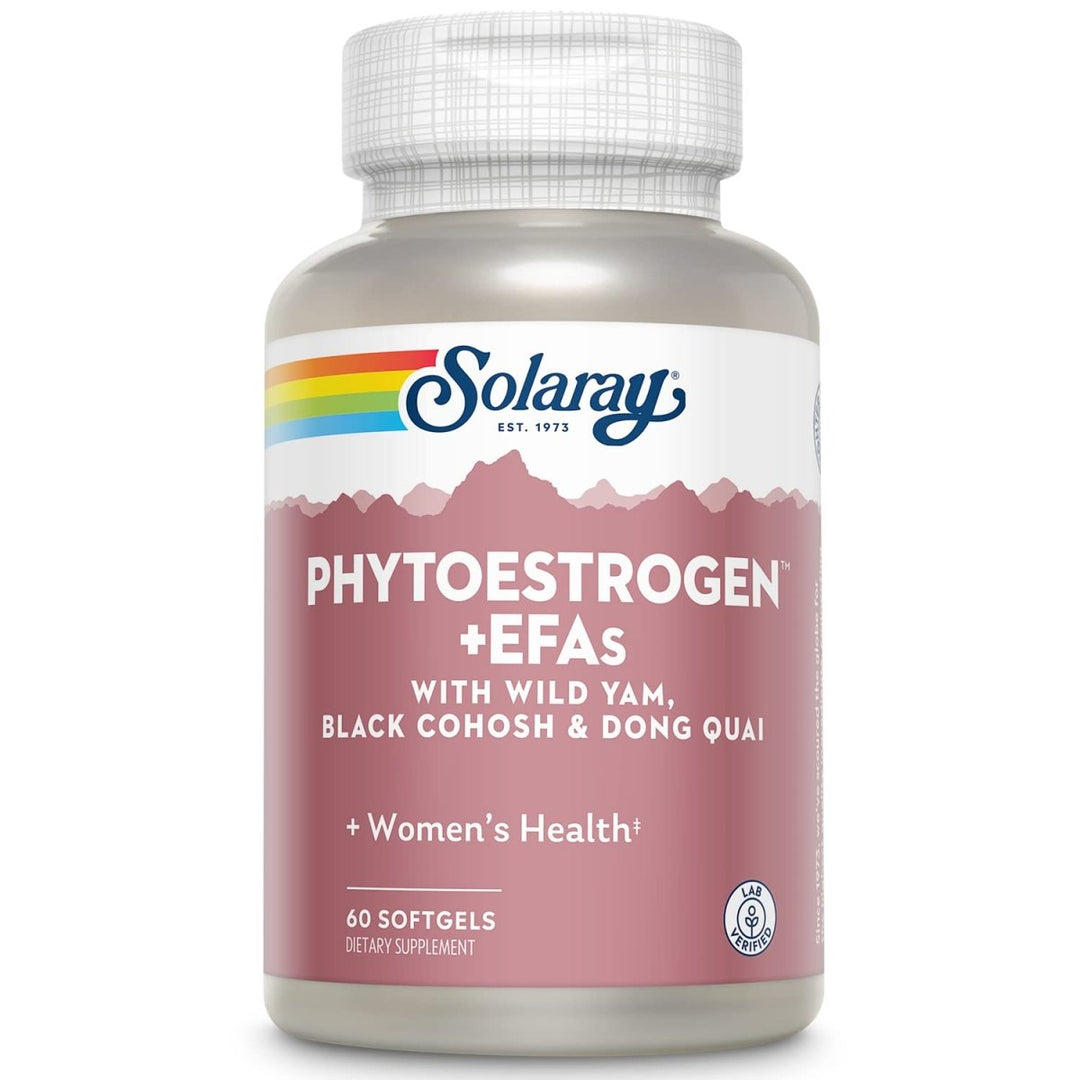 Solaray PhytoEstrogen Plus EFAs Menopause Support | Wild Yam, Black Cohosh, Evening Primrose & Borage | 60ct, 30 Serv. - The Oasis of Health