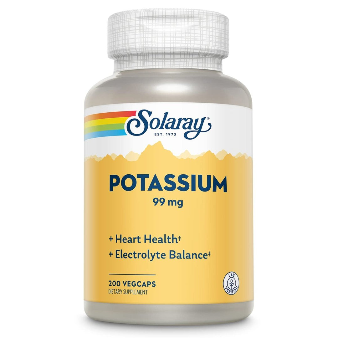 Solaray Potassium 99mg - Essential Mineral for Fluid & Electrolyte Balance - Heart, Nerve & Muscle Support - 200 Capsules - The Oasis of Health