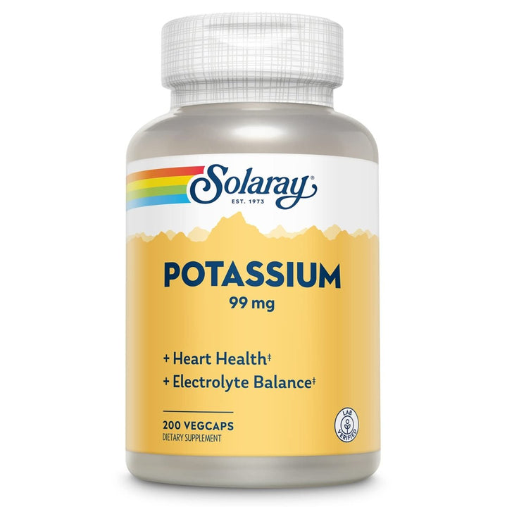 Solaray Potassium 99mg - Essential Mineral for Fluid & Electrolyte Balance - Heart, Nerve & Muscle Support - 200 Capsules - The Oasis of Health