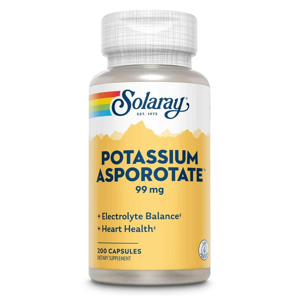 Solaray Potassium Asporotate - Essential Mineral for Electrolyte Balance and Muscle Function - 200 Count 04661 - The Oasis of Health