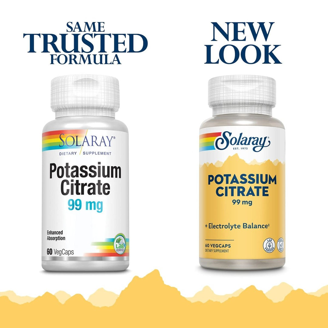 Solaray Potassium Citrate, Healthy Electrolyte Balance, Nerve & Muscle Function Support, Vegan, 60 VegCaps - The Oasis of Health