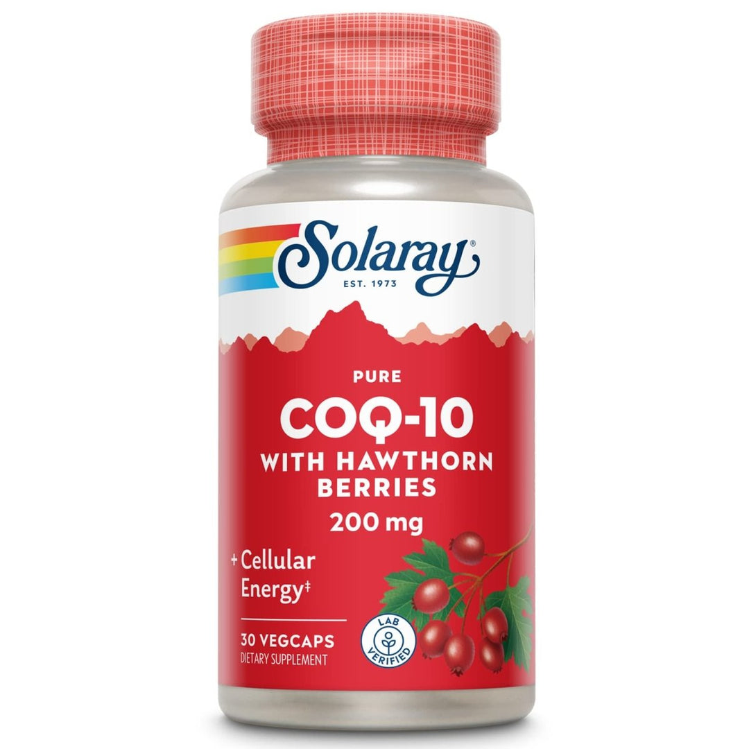 SOLARAY Pure CoQ - 10 200 mg | Healthy Heart Function & Cellular Energy Support | Enhanced with Herb Blend | 30 VegCaps 26169 - The Oasis of Health