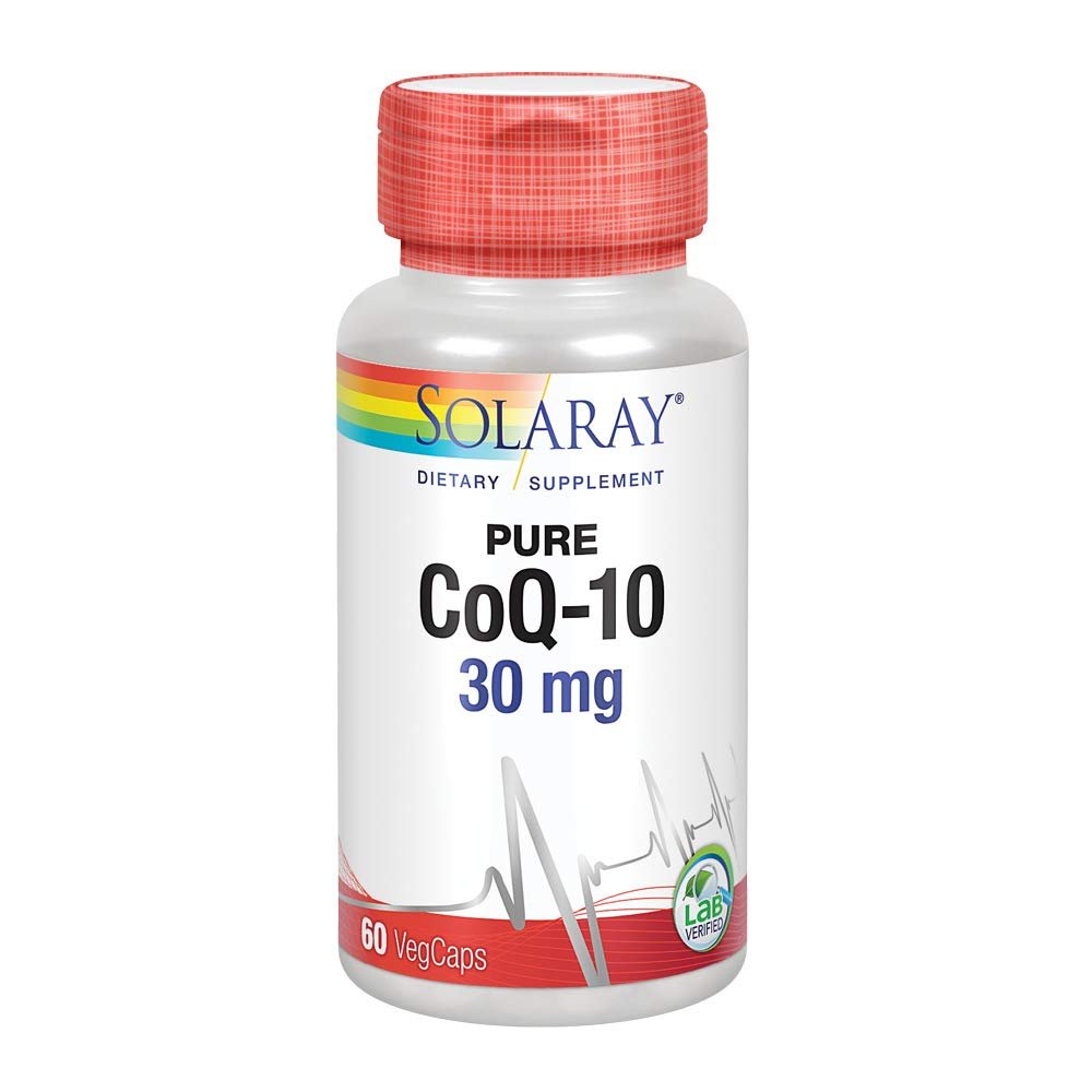 SOLARAY Pure CoQ - 10 30 mg | Health Heart Function & Cellular Energy Support | Non - GMO, Vegan & Lab Verified for Purity | 60 VegCaps - The Oasis of Health