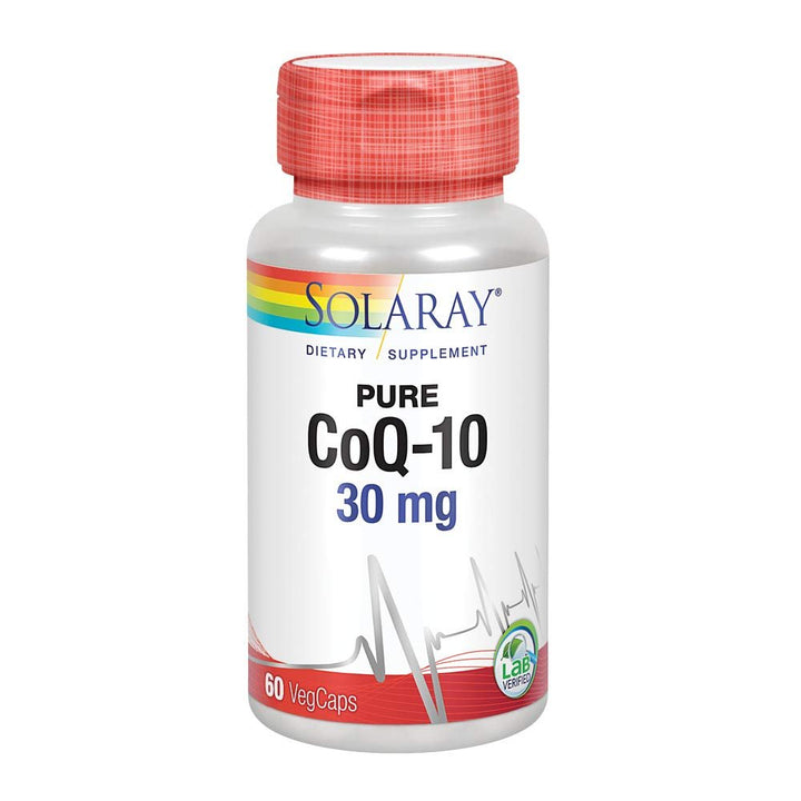SOLARAY Pure CoQ - 10 30 mg | Health Heart Function & Cellular Energy Support | Non - GMO, Vegan & Lab Verified for Purity | 60 VegCaps - The Oasis of Health