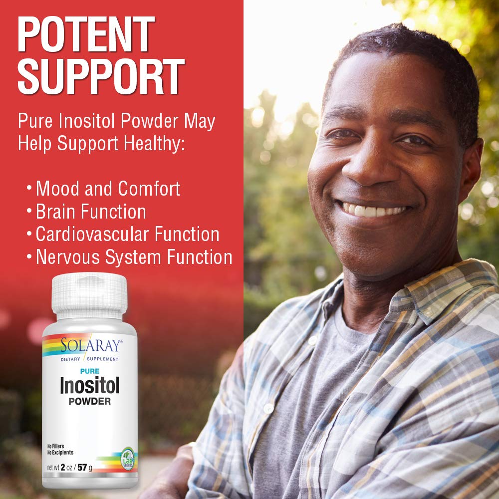 SOLARAY Pure Inositol Powder | May Help Support Healthy Brain, Cardiovascular, Nervous System Function and Mood | Non - GMO, Vegan (2oz, 81 Serv.) - The Oasis of Health