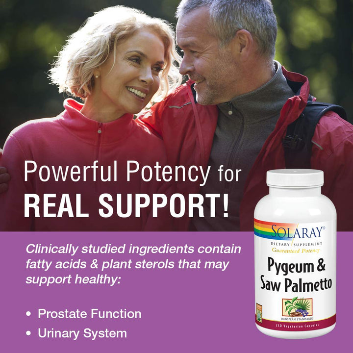 Solaray Pygeum and Saw Palmetto Berry Extracts - Men's Health & Prostate Function Support - 240 VegCaps - The Oasis of Health