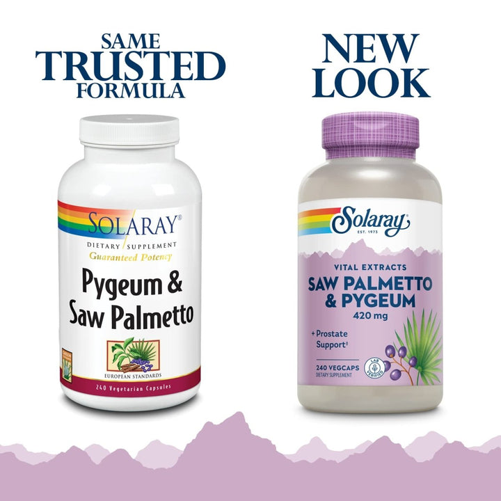 Solaray Pygeum and Saw Palmetto Berry Extracts - Men's Health & Prostate Function Support - 240 VegCaps - The Oasis of Health