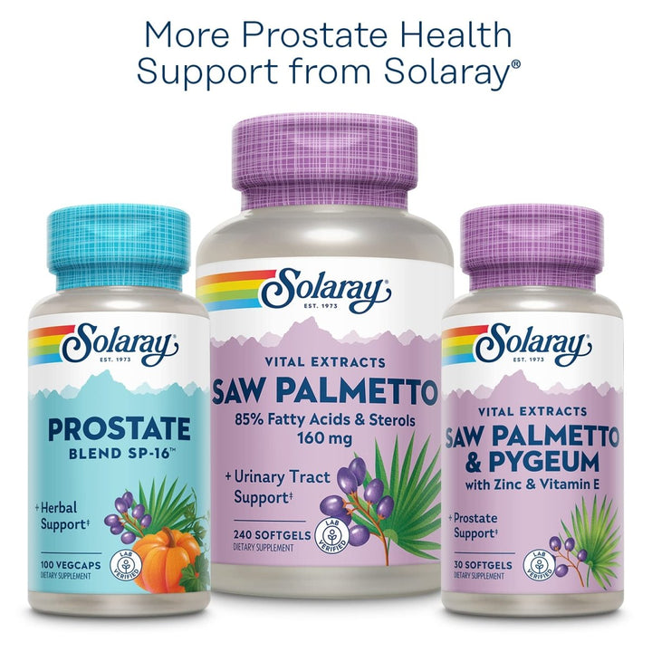 Solaray Pygeum Bark Extract 50mg Healthy Prostate Support Guaranteed to Contain 6.5mg Total Plant Sterols Non - GMO 60 VegCaps - The Oasis of Health