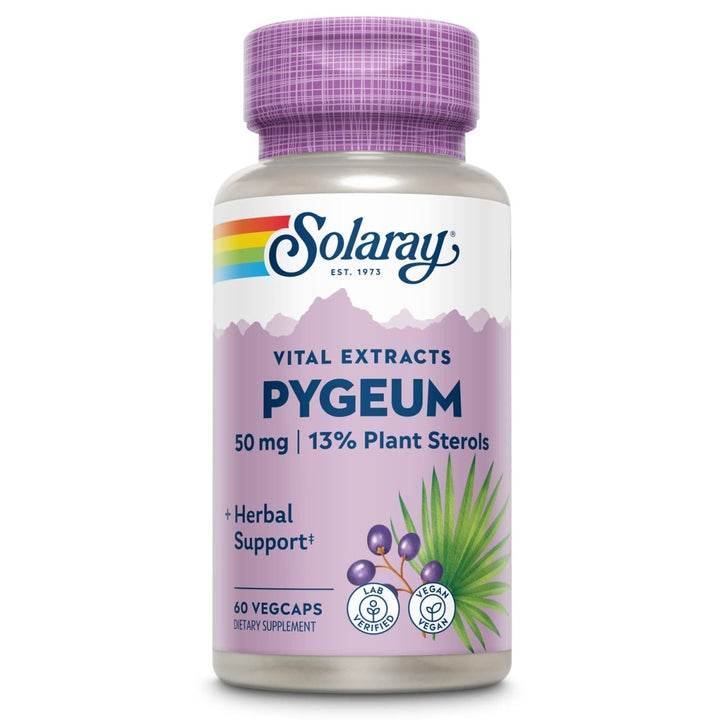 Solaray Pygeum Bark Extract 50mg Healthy Prostate Support Guaranteed to Contain 6.5mg Total Plant Sterols Non - GMO 60 VegCaps - The Oasis of Health