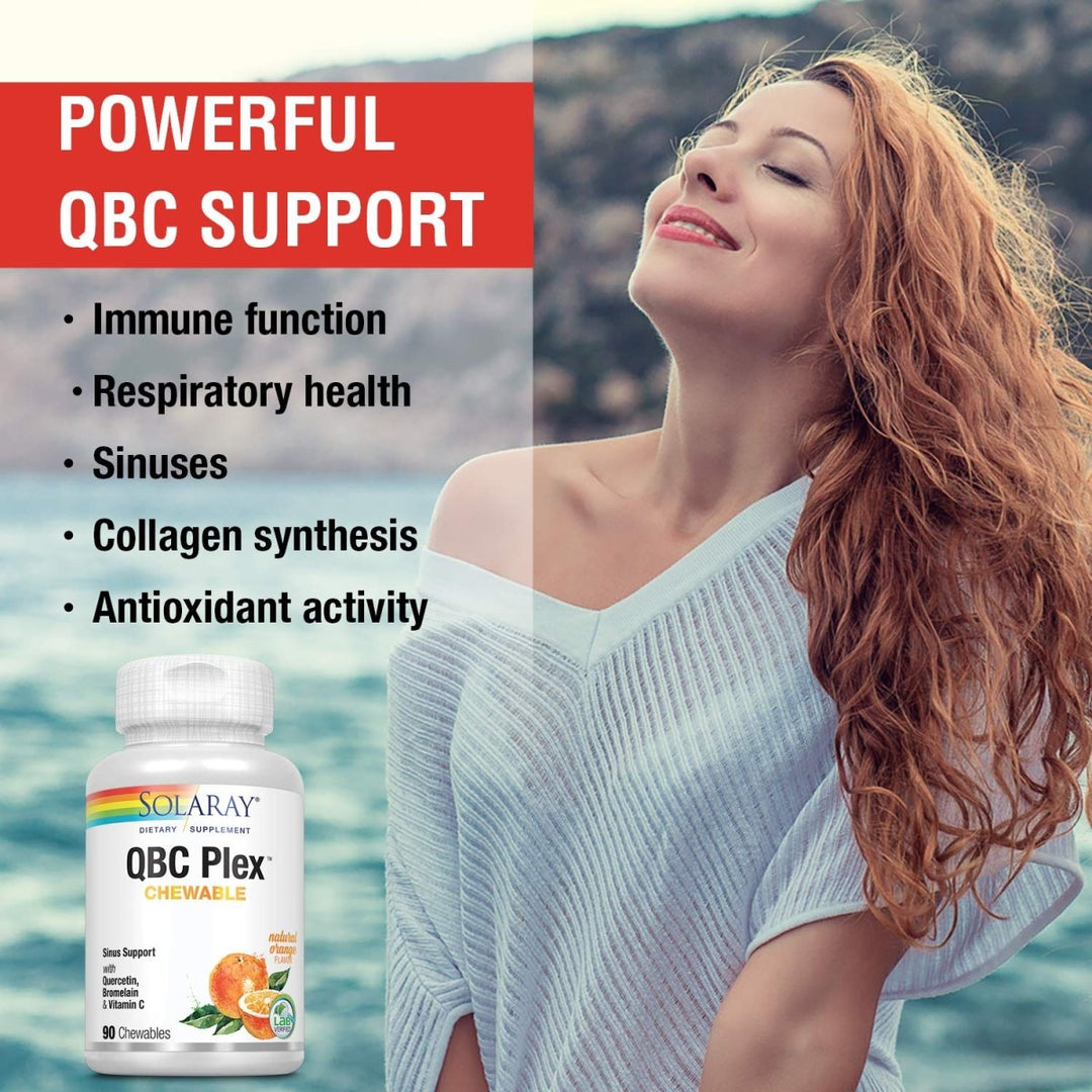 SOLARAY QBC Plex Chewables - Immune & Respiratory Health Support - 90 Chewable Tablets - The Oasis of Health