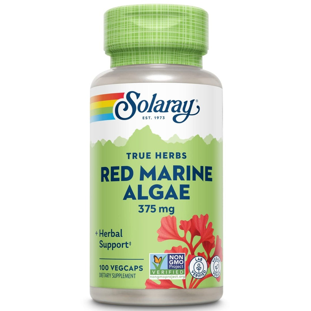 Solaray Red Marine Sea Algae 375mg | Sea Vegetable Supplement | Healthy Immune Function & Skin Support | Non - GMO | Vegan | Lab Verified | 100 VegCaps - The Oasis of Health