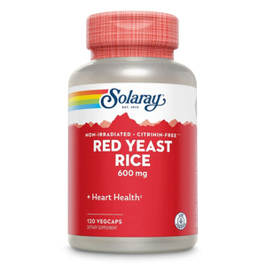 SOLARAY Red Yeast Rice 600mg Healthy Heart & Cardiovascular System Support, Non - Irradiated & No Citrinin, Lab Verified, 120 VegCaps - The Oasis of Health