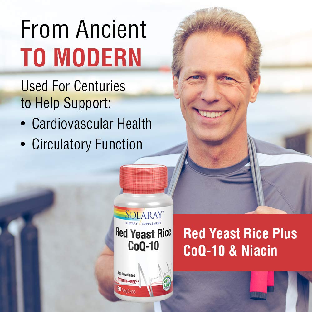 Solaray Red Yeast Rice Plus CoQ - 10 - 60 Vegetarian Capsules - The Oasis of Health