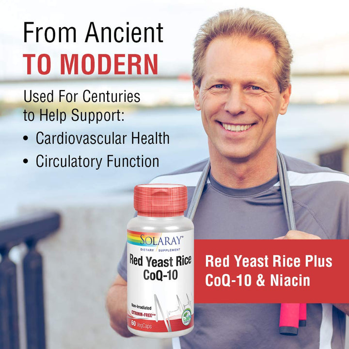 Solaray Red Yeast Rice Plus CoQ - 10 - 60 Vegetarian Capsules - The Oasis of Health