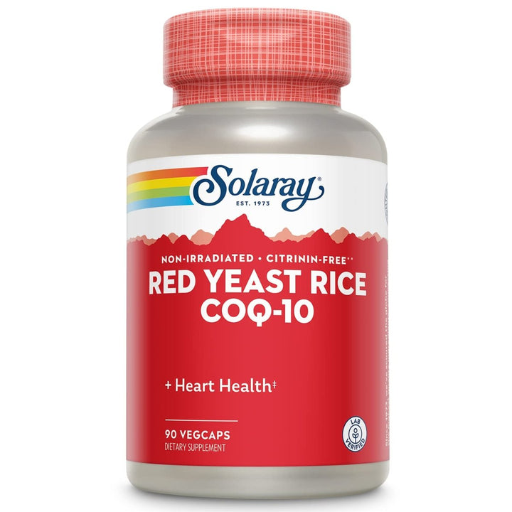 Solaray Red Yeast Rice Plus CoQ - 10 & No - Flush Niacin Vitamin B - 3, Healthy Heart & Cardiovascular Support, Non - Irradiated & Citrinin Free, 60 Day Money Back Guarantee, 90 Servings, 90 VegCaps - The Oasis of Health