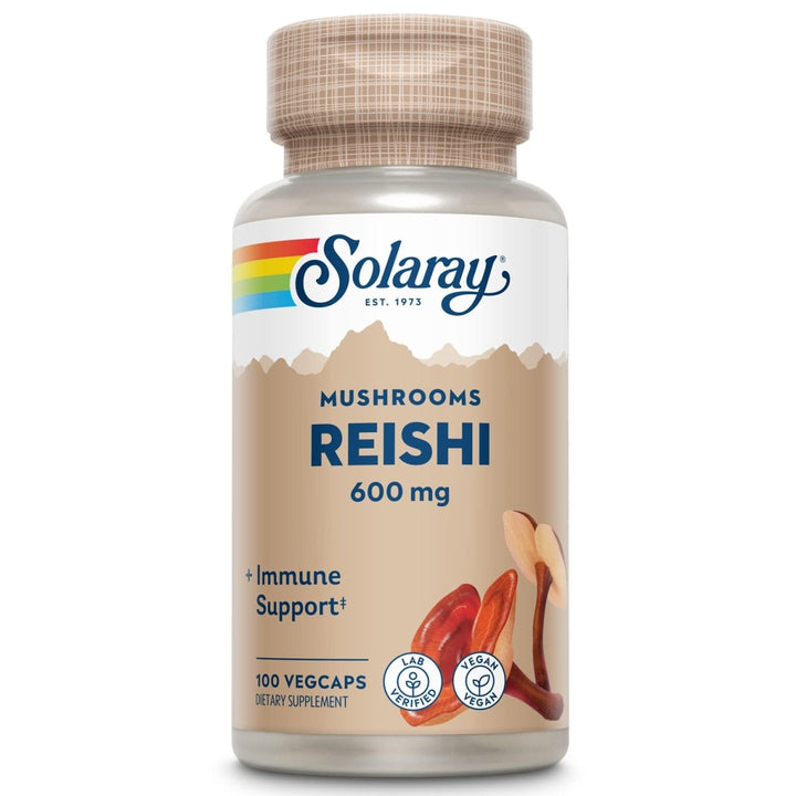 SOLARAY Reishi Mushroom 600mg - Reishi Mushroom Capsules for Immune Support - Vegan, Lab Verified - 60 - Day Money - Back Guarantee - 100 Servings, 100 VegCaps - The Oasis of Health