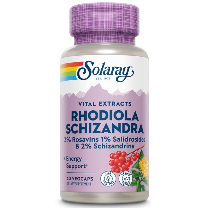 Solaray Rhodiola and Schizandra Supplement, 500 mg | 60 Count - The Oasis of Health