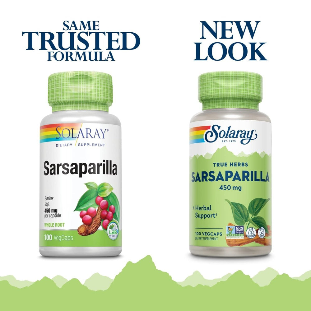 SOLARAY Sarsaparilla Root, Veg Cap (Btl - Plastic) 450mg 100ct - The Oasis of Health