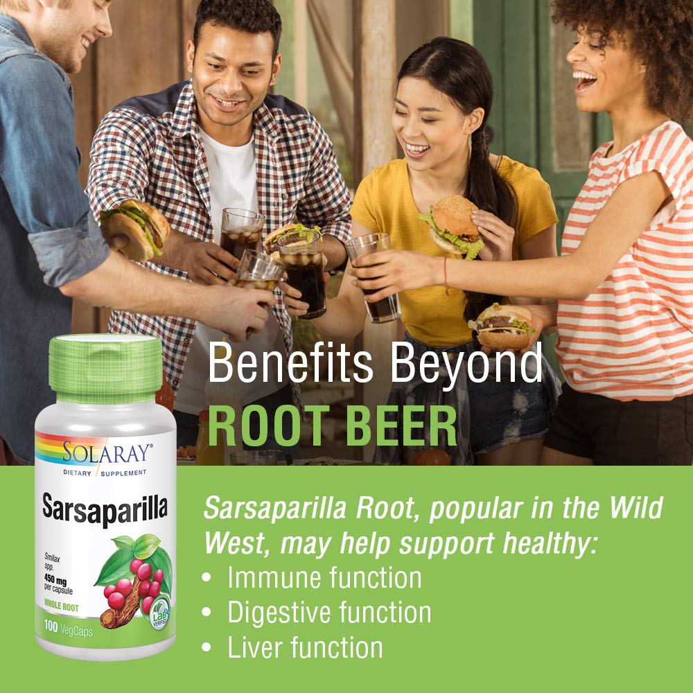 SOLARAY Sarsaparilla Root, Veg Cap (Btl - Plastic) 450mg 100ct - The Oasis of Health