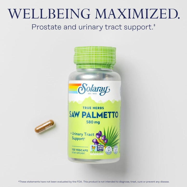 Solaray Saw Palmetto 580mg 100 Vcaps 1550 - The Oasis of Health