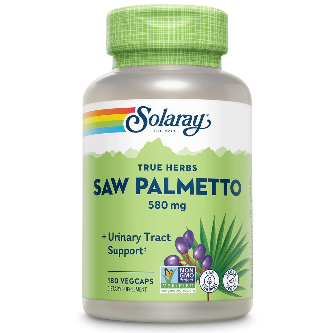 SOLARAY Saw Palmetto Berry 580 mg - 180 VegCaps - Healthy Prostate and Urinary Tract Support for Men and Women - The Oasis of Health