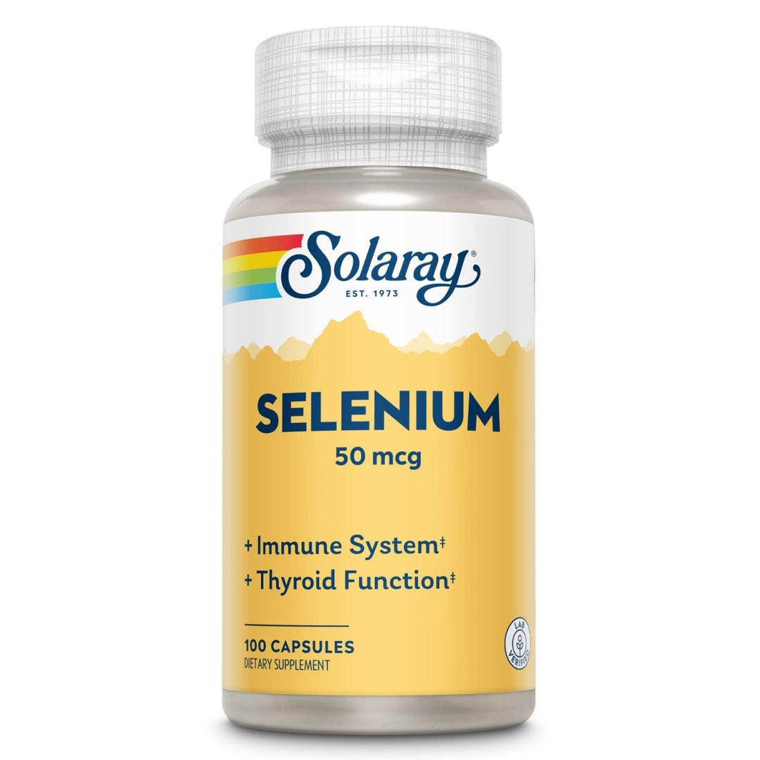 Solaray Selenium 50 mcg, Healthy Immune System, Thyroid Function & Antioxidant Support, 100 Capsules - The Oasis of Health