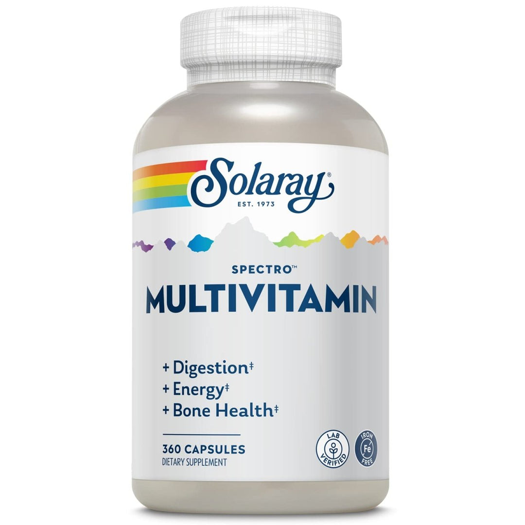 SOLARAY Spectro Multivitamin, No Iron | Cal/Mag, Energizing Greens & Herbs w/Digestive Enzymes | 42 Serv | 250 Caps - The Oasis of Health