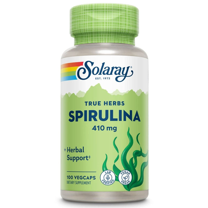 SOLARAY Spirulina 410mg | Algae Superfood Supports Energy, Vitality & Overall Health | 100ct, 100 Serv. - The Oasis of Health