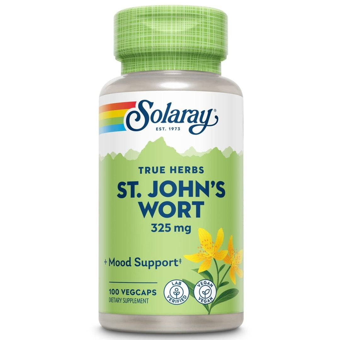 SOLARAY St Johns Wort 325mg Whole Aerial | Mood & Brain Health Support | Non - GMO, Vegan Lab Verified (100 CT) - The Oasis of Health
