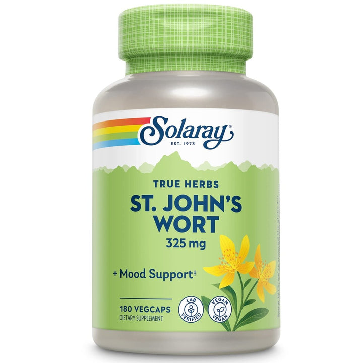 SOLARAY St Johns Wort 325mg Whole Aerial | Mood & Brain Health Support | Non - GMO, Vegan Lab Verified (180 CT) - The Oasis of Health