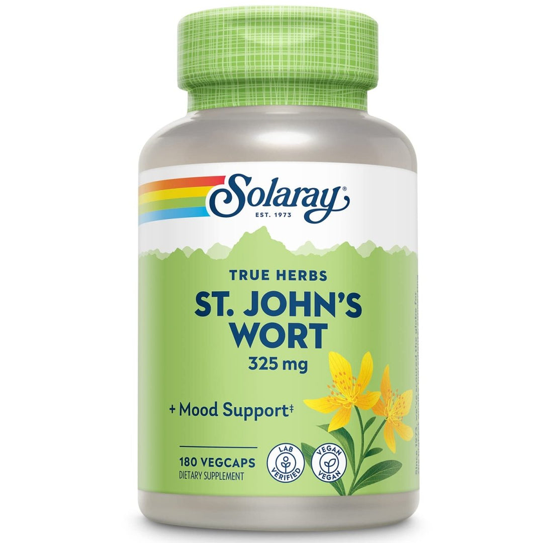 SOLARAY St Johns Wort 325mg Whole Aerial | Mood & Brain Health Support | Non - GMO, Vegan Lab Verified (180 CT) - The Oasis of Health