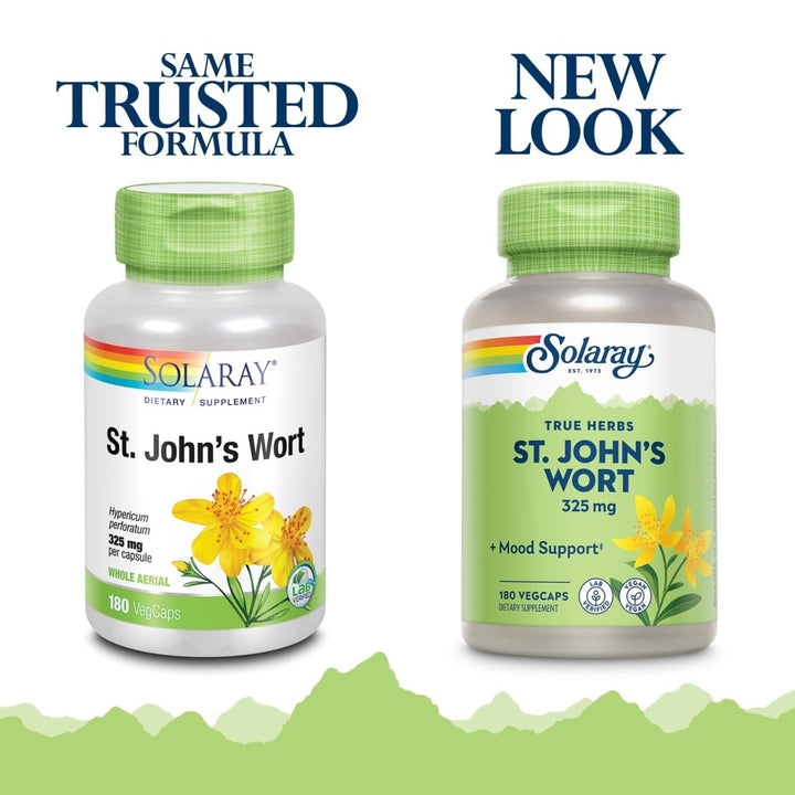 SOLARAY St Johns Wort 325mg Whole Aerial | Mood & Brain Health Support | Non - GMO, Vegan Lab Verified (180 CT) - The Oasis of Health