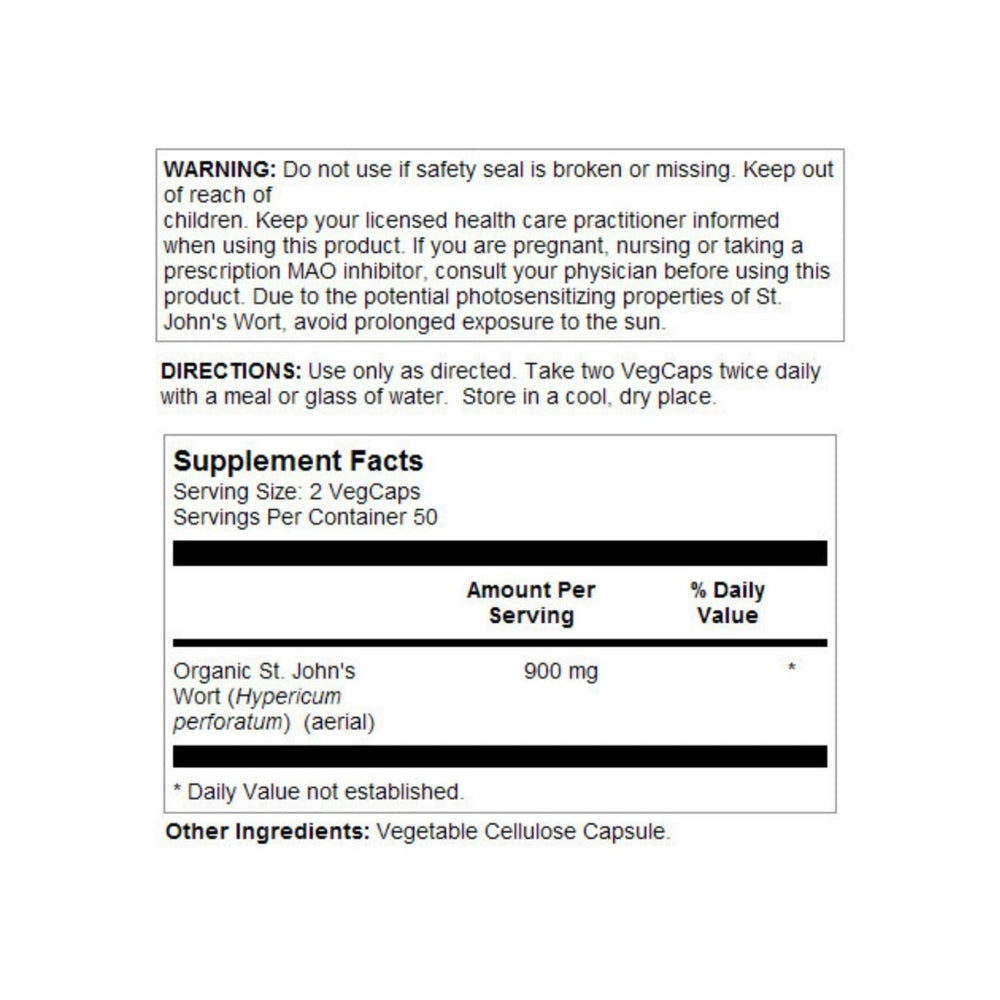 Solaray St. John's Wort Aerial 450mg - Mood, Brain Health & Healthy Sleep Support - 100ct - The Oasis of Health