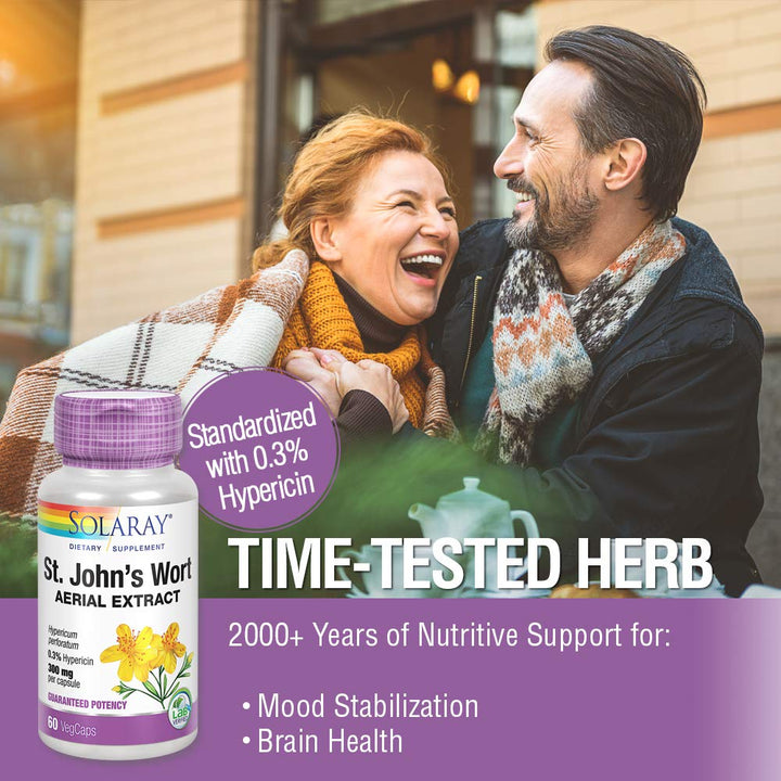 SOLARAY St Johns Wort Aerial Extract 300 mg, Once Daily | Mood & Brain Health Support | 0.3% Hypericin | 60ct - The Oasis of Health