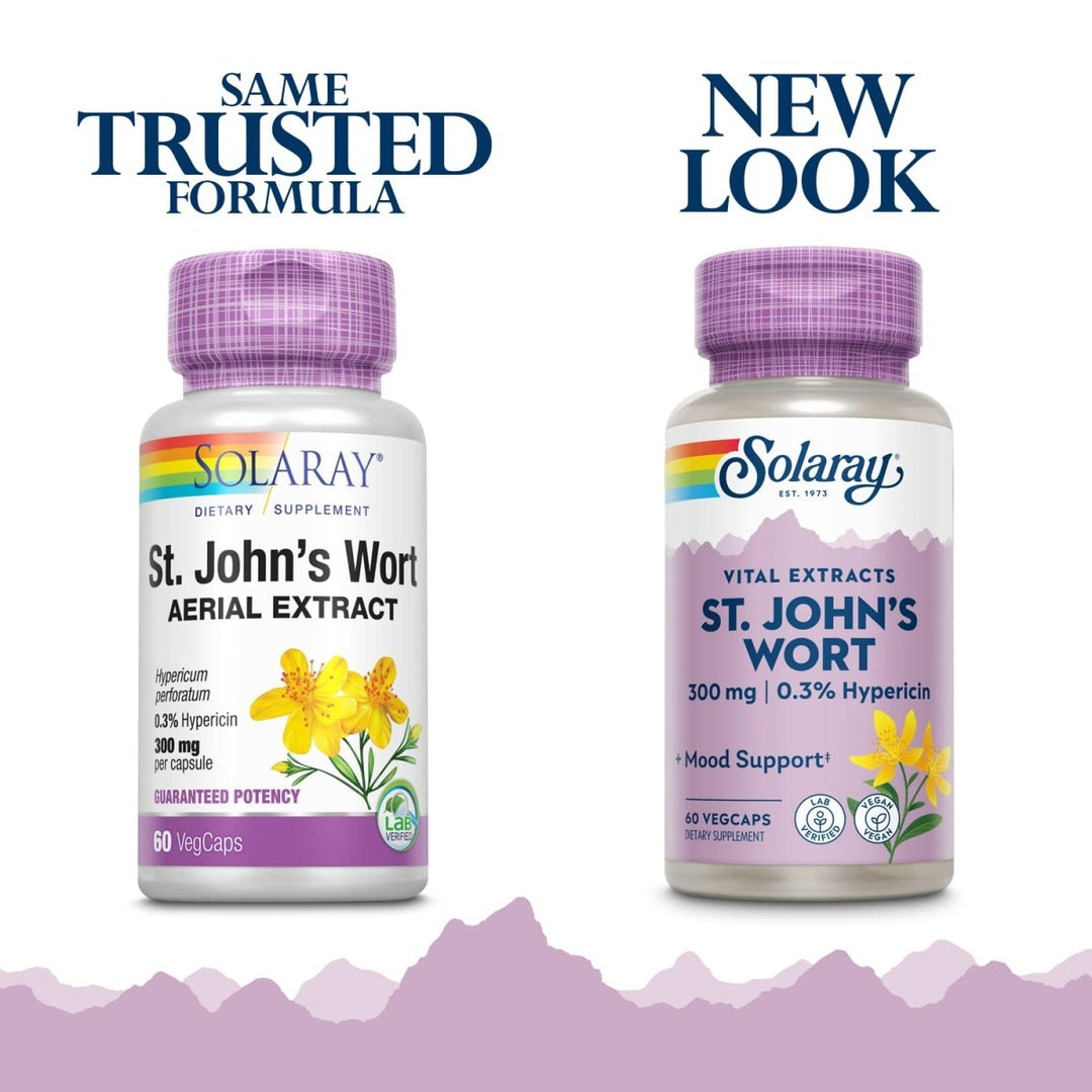 SOLARAY St Johns Wort Aerial Extract 300 mg, Once Daily | Mood & Brain Health Support | 0.3% Hypericin | 60ct - The Oasis of Health
