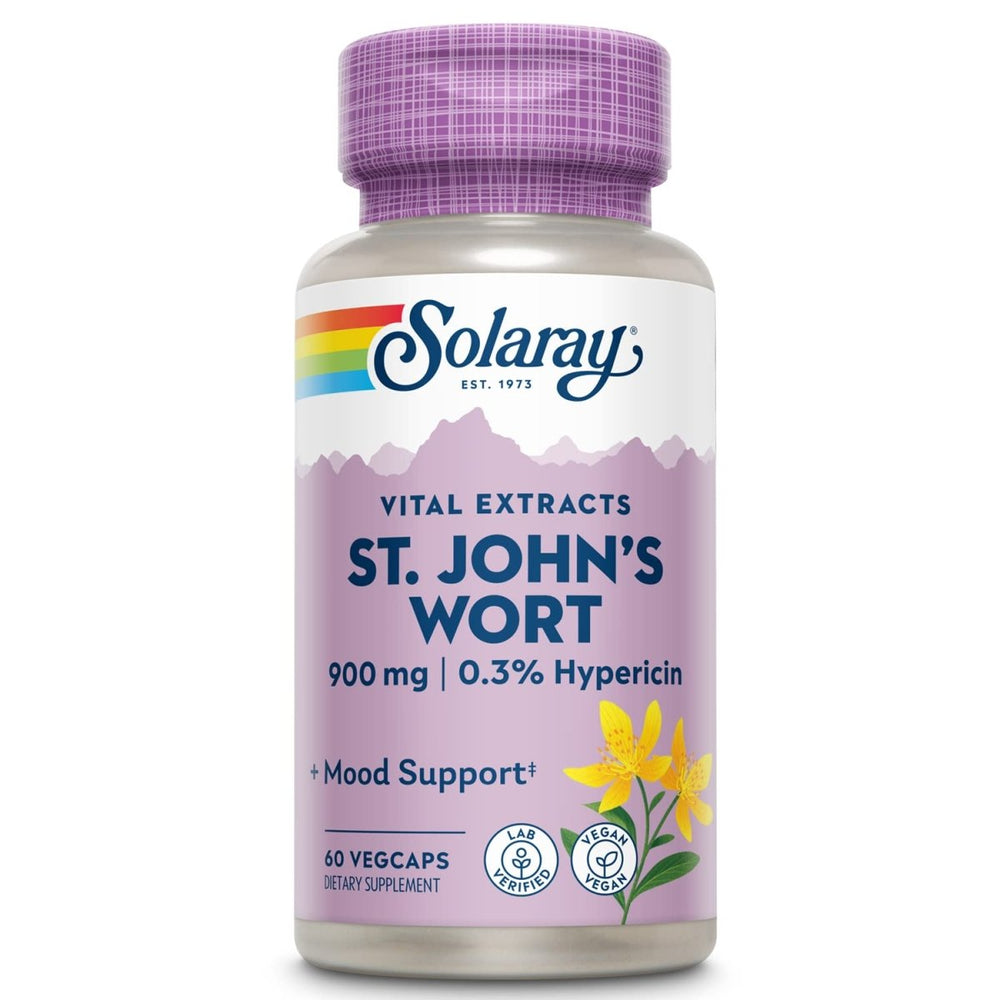 SOLARAY St. Johns Wort Aerial Extract 450mg Two Daily | Mood & Brain Health Support | 0.3% Hypericin | 60ct, 30 Serv. - The Oasis of Health