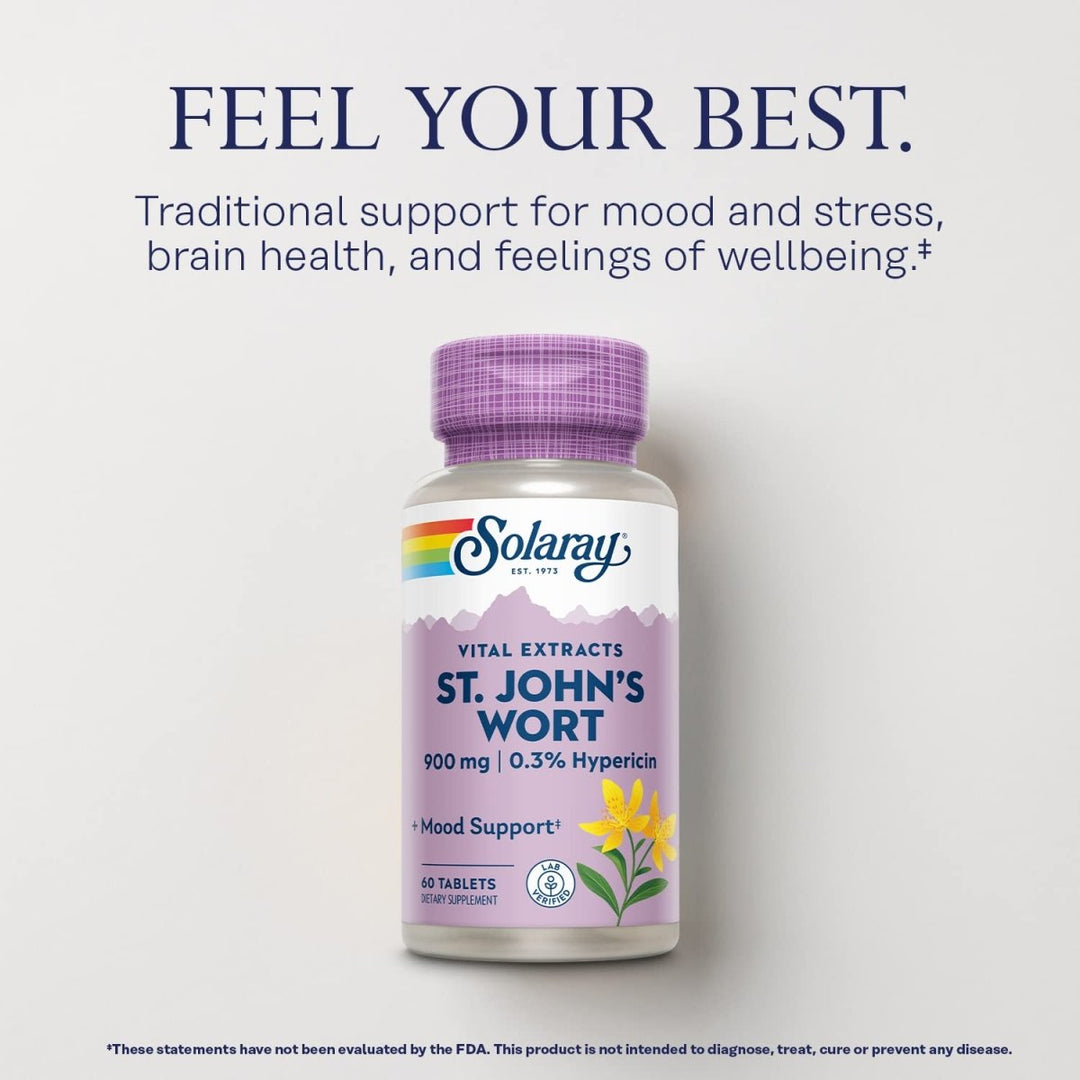 Solaray St. John's Wort Aerial Extract One Daily - 60 Tablets - The Oasis of Health