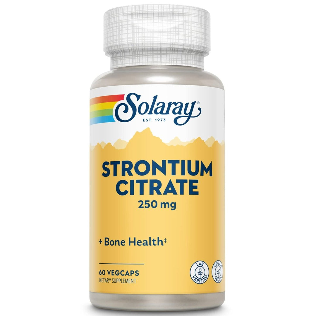 Solaray Strontium Citrate 250 mg | Healthy Bones & Teeth Support | Gentle Digestion, Enhanced Absorption | 60 VegCaps - The Oasis of Health