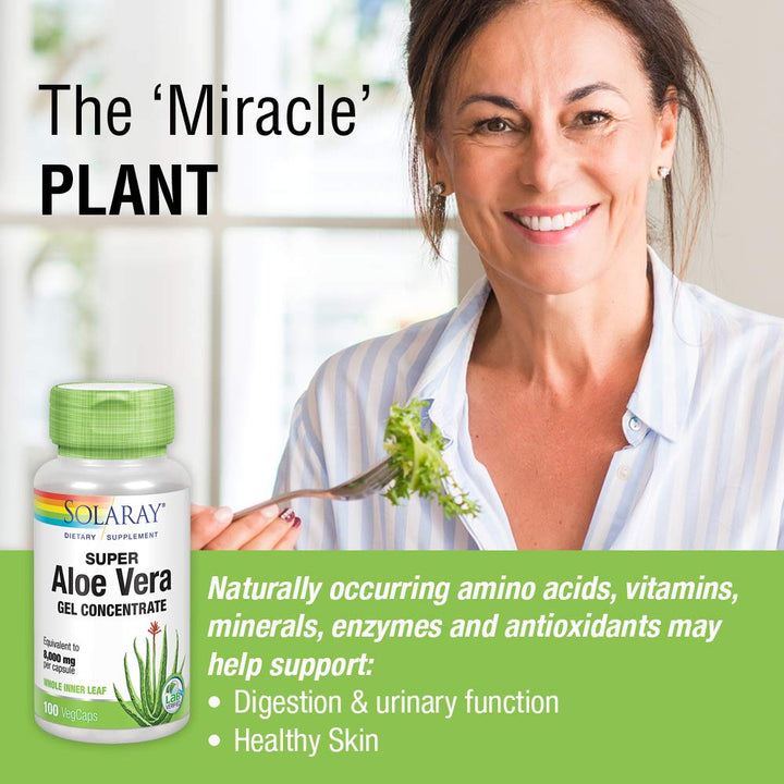 SOLARAY Super Aloe Vera Gel - 8000mg - 100 Capsules - The Oasis of Health