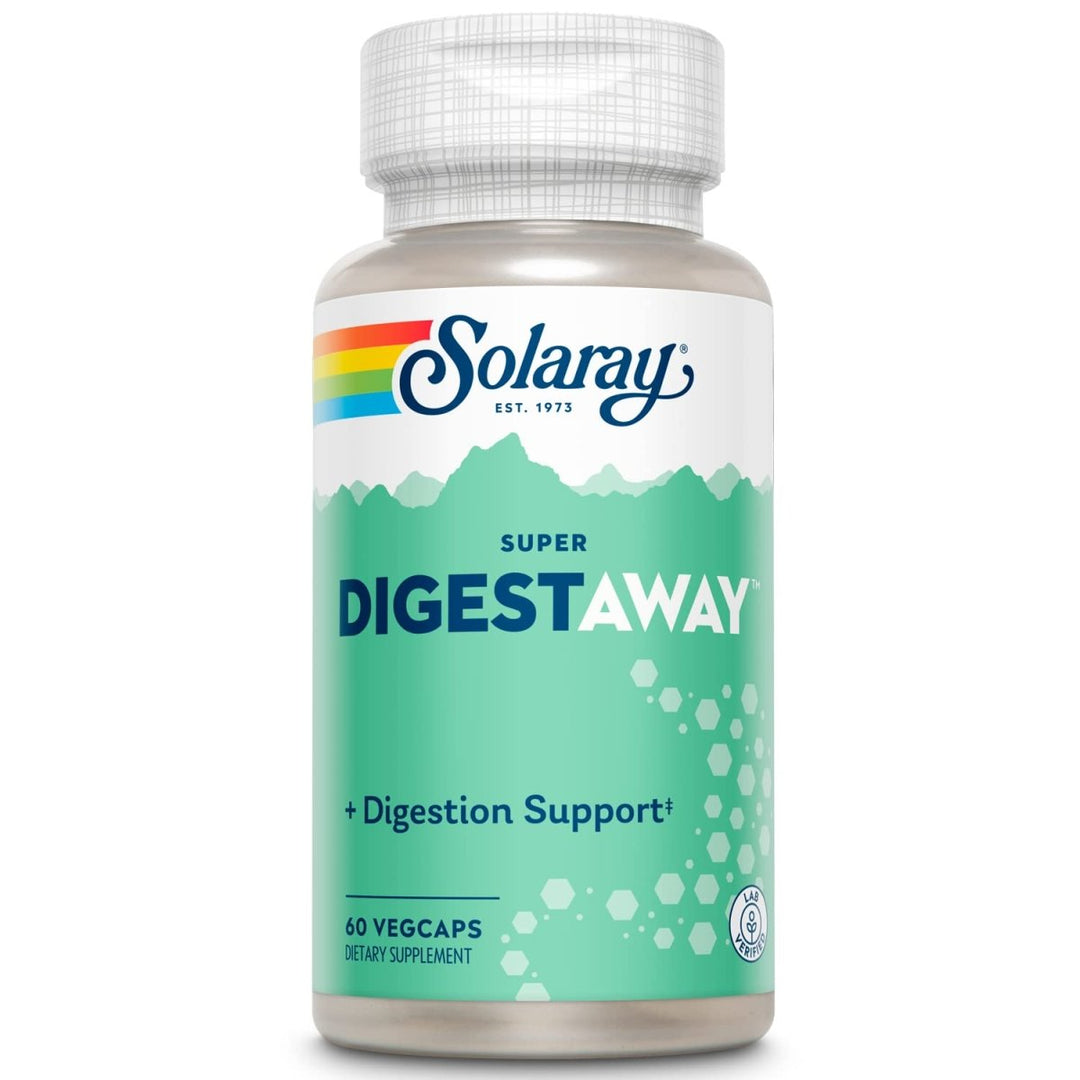 SOLARAY Super Digestaway Digestive Enzymes - Pancreatin, Papain, Ginger, Pepsin, Betaine HCl, Aloe Vera, and More - Digestion & Nutrient Absorption Support - Lab Verified - 60 VegCaps - The Oasis of Health