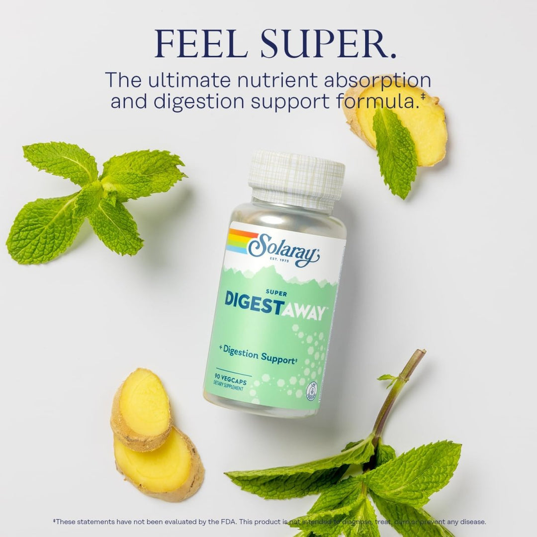 Solaray Super Digestaway Digestive Enzymes - Support for Digestion & Nutrient Absorption - 90 VegCaps 04801 - The Oasis of Health