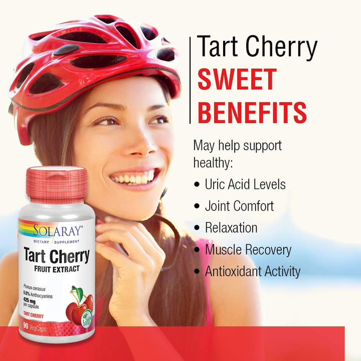 SOLARAY Tart Cherry Fruit Extract 425mg | Supports Healthy Uric Acid Levels w/Antioxidants & Anthocyanins | Non - GMO & Vegan | 90 VegCaps - The Oasis of Health